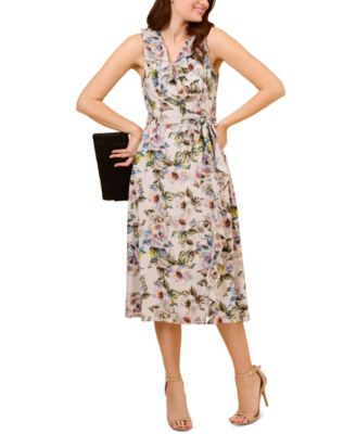 Adrianna Papell - Women's Floral-Print Faux-Wrap Dress