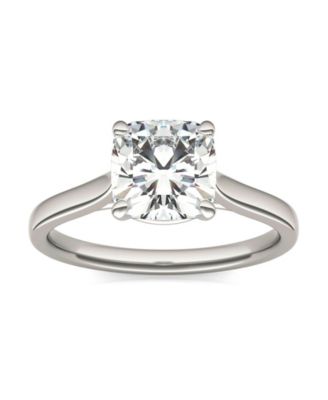 Moissanite Cushion Cut Solitaire Ring (2 ct. t.w. Diamond Equivalent) in 14k White or Yellow Gold