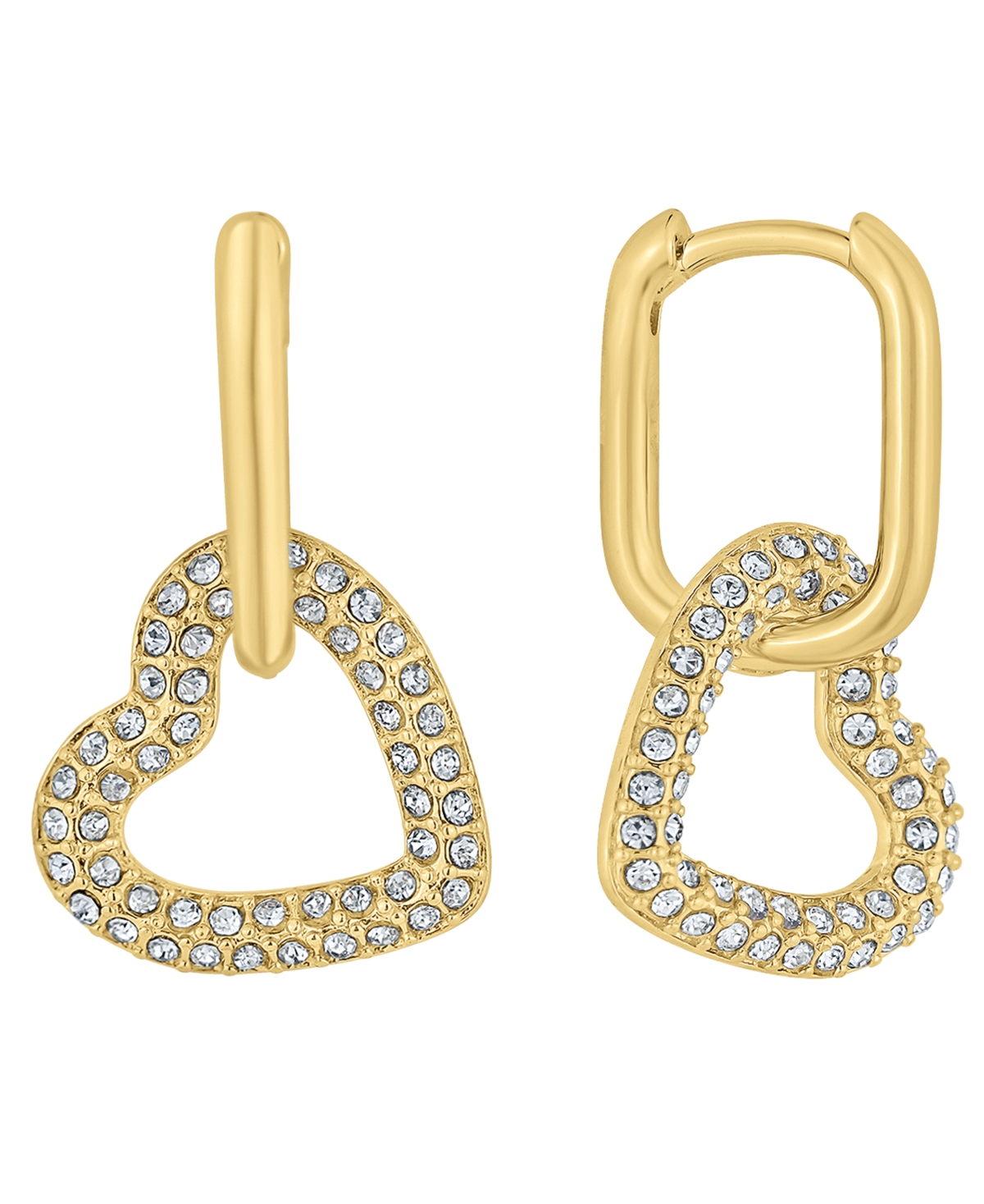 Shop And Now This Crystal Stone Heart Drop Hoop Earrings In Gold