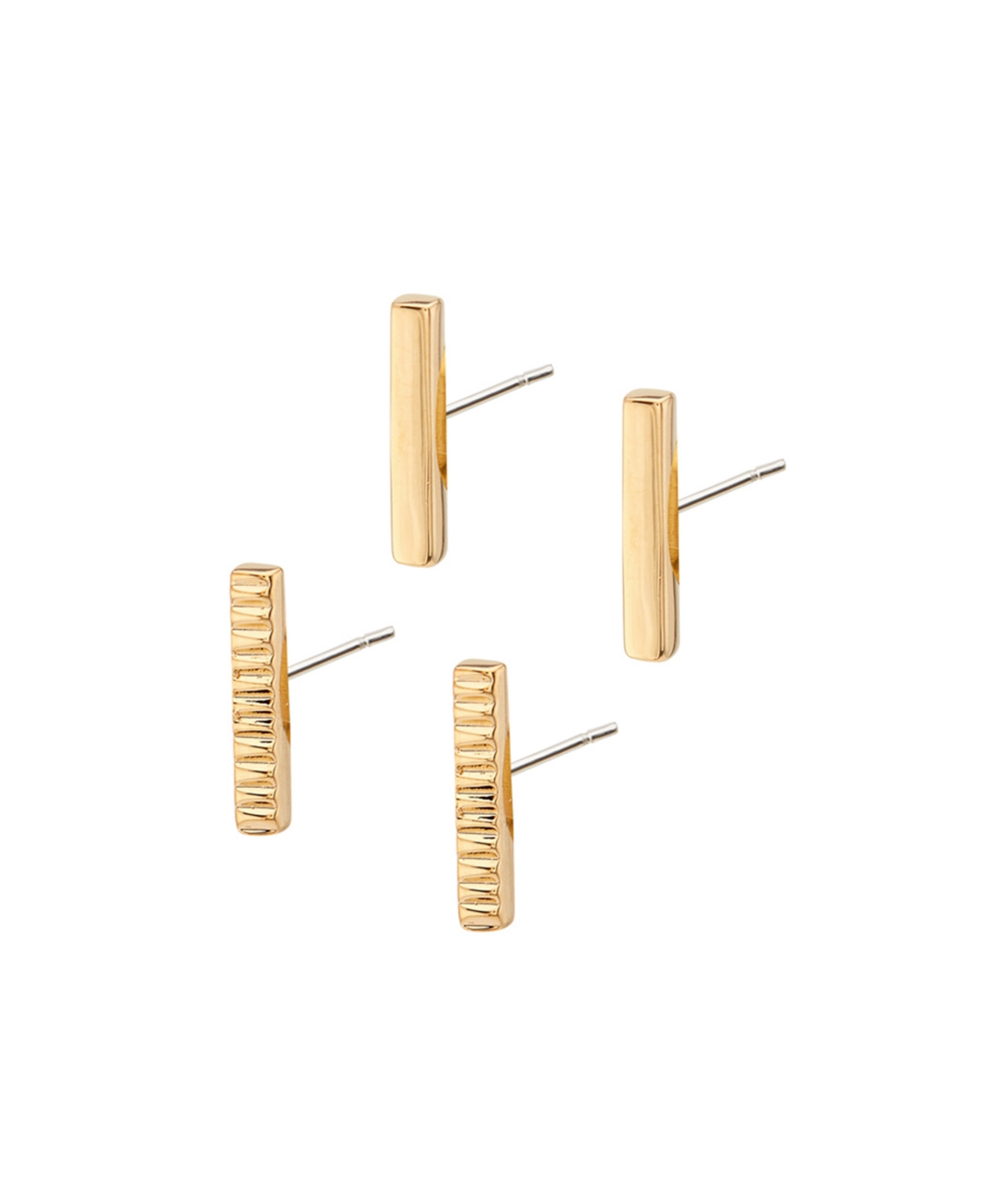 24K Gold-Plated Meta Bar Stud Earring 4 Piece Set - Gold