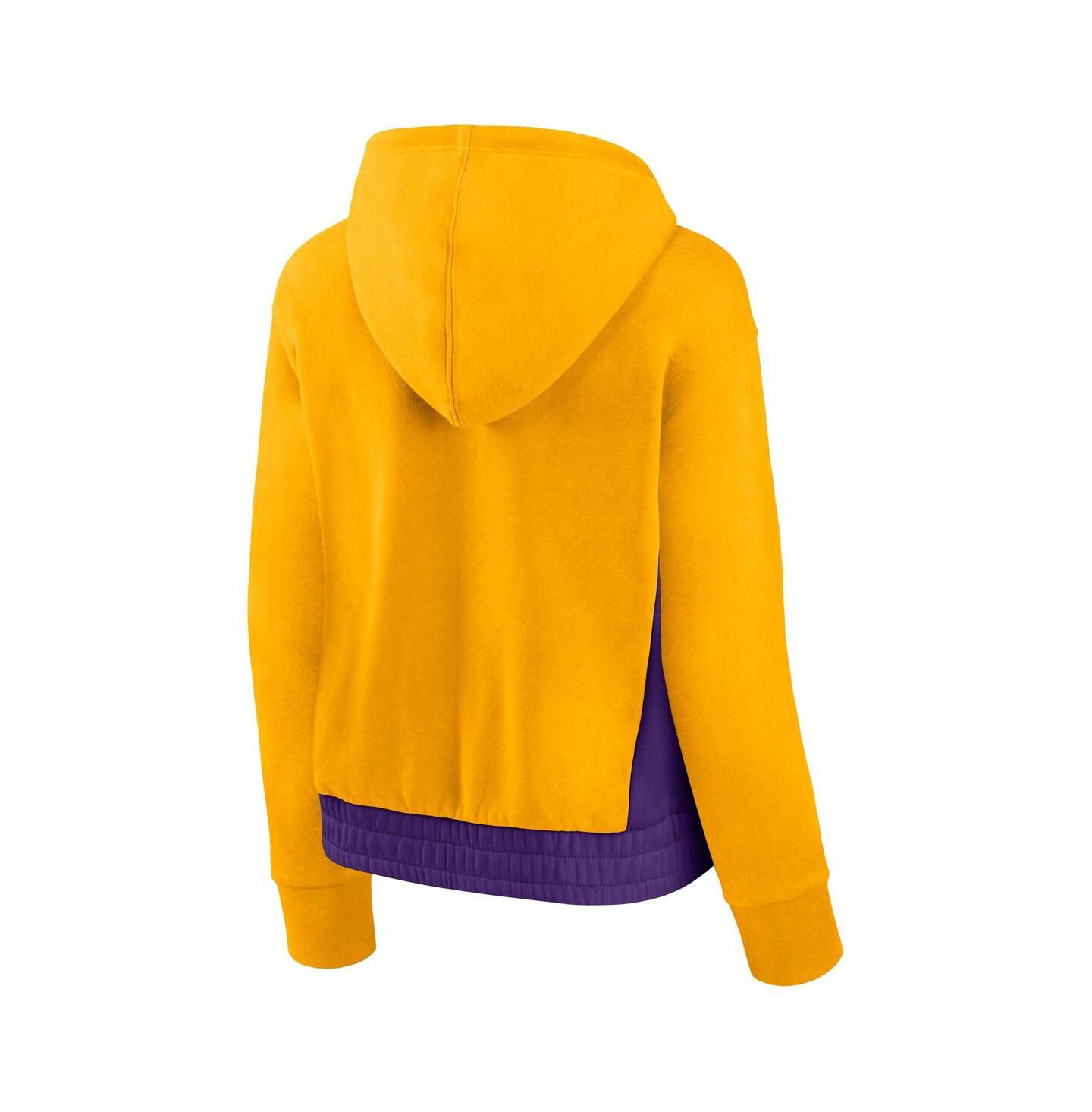 Женское худи Fanatics Gold Los Angeles Lakers Iconic Halftime Colorblock Pullover — фото 2