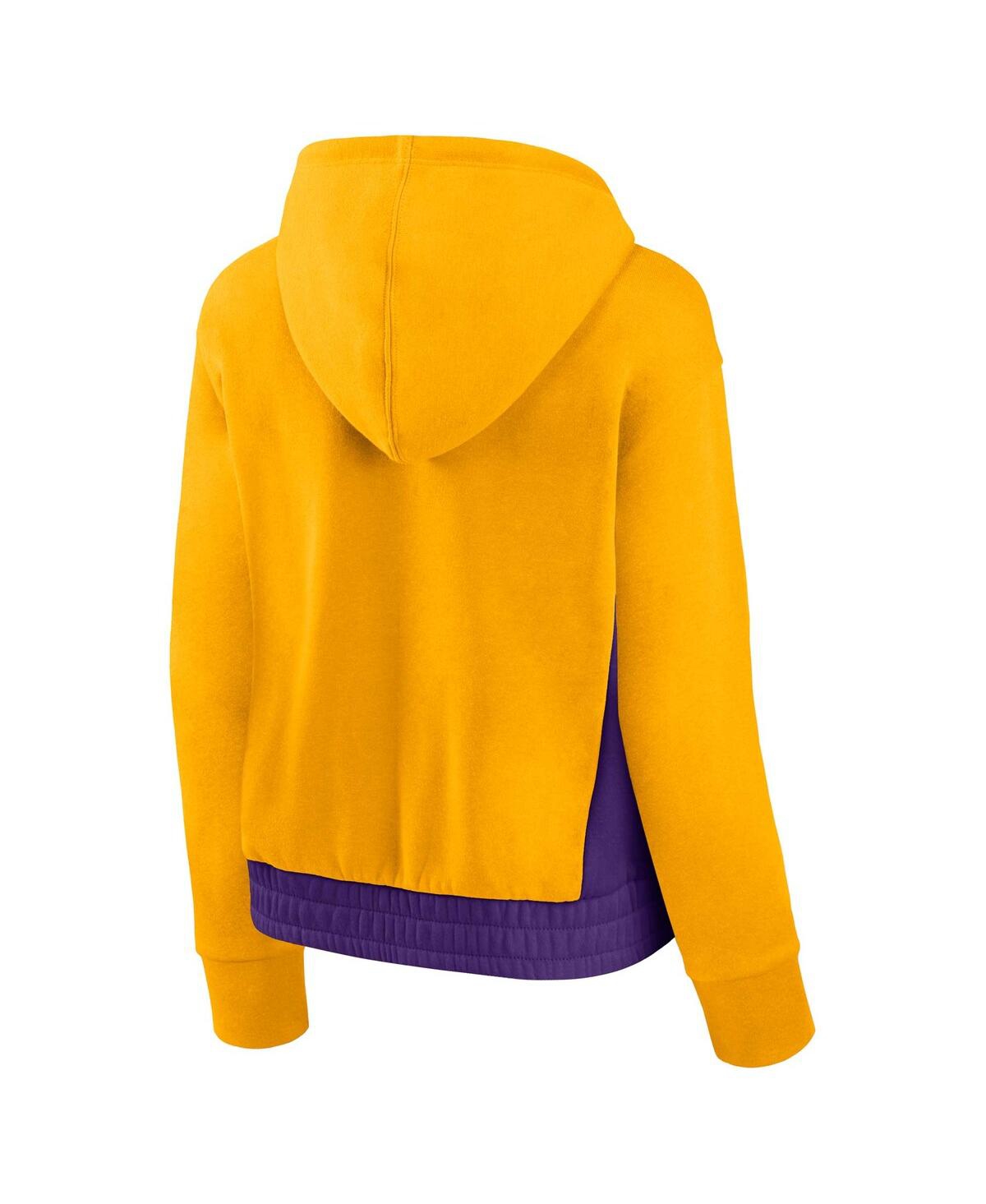 Shop Fanatics Women's  Gold Los Angeles Lakers Iconic Halftime Colorblock Pullover Hoodie