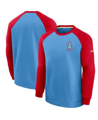 Men's Nike Light Blue, Red Houston Oilers Historic Raglan Crew ...