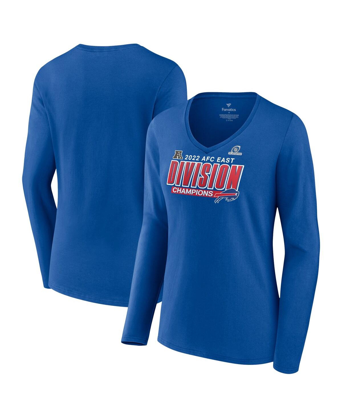Women's FanaticsBuffalo Bills 2022 Afc East Division Champions Divide & Conquer Long Sleeve V-Neck T-shirt - Royal