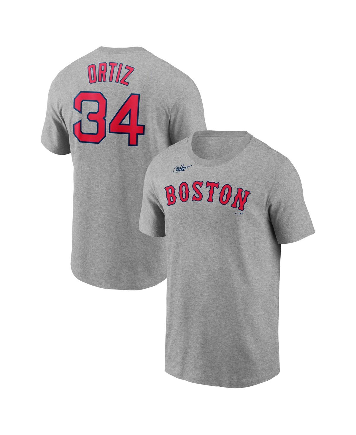 Nike Men's  David Ortiz Heather Gray Boston Red Sox Name And Number T-shirt In Heather Gray