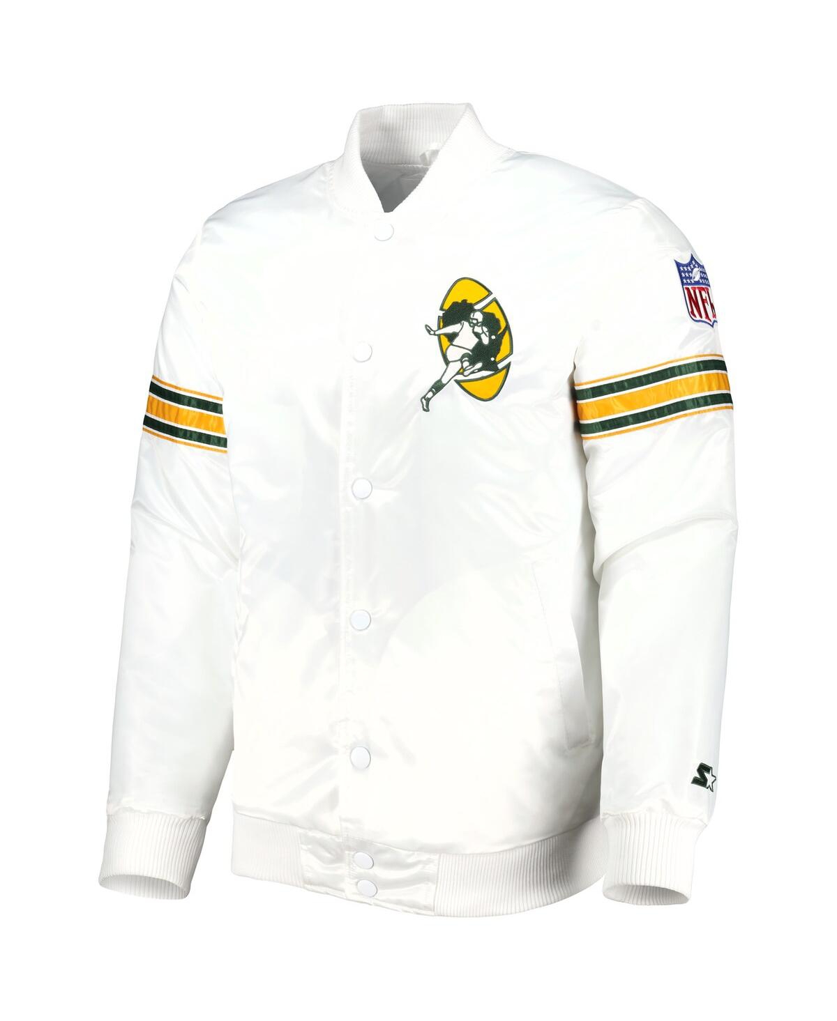 Men's StarterGreen Bay Packers The Power Forward Full-Snap Jacket - White