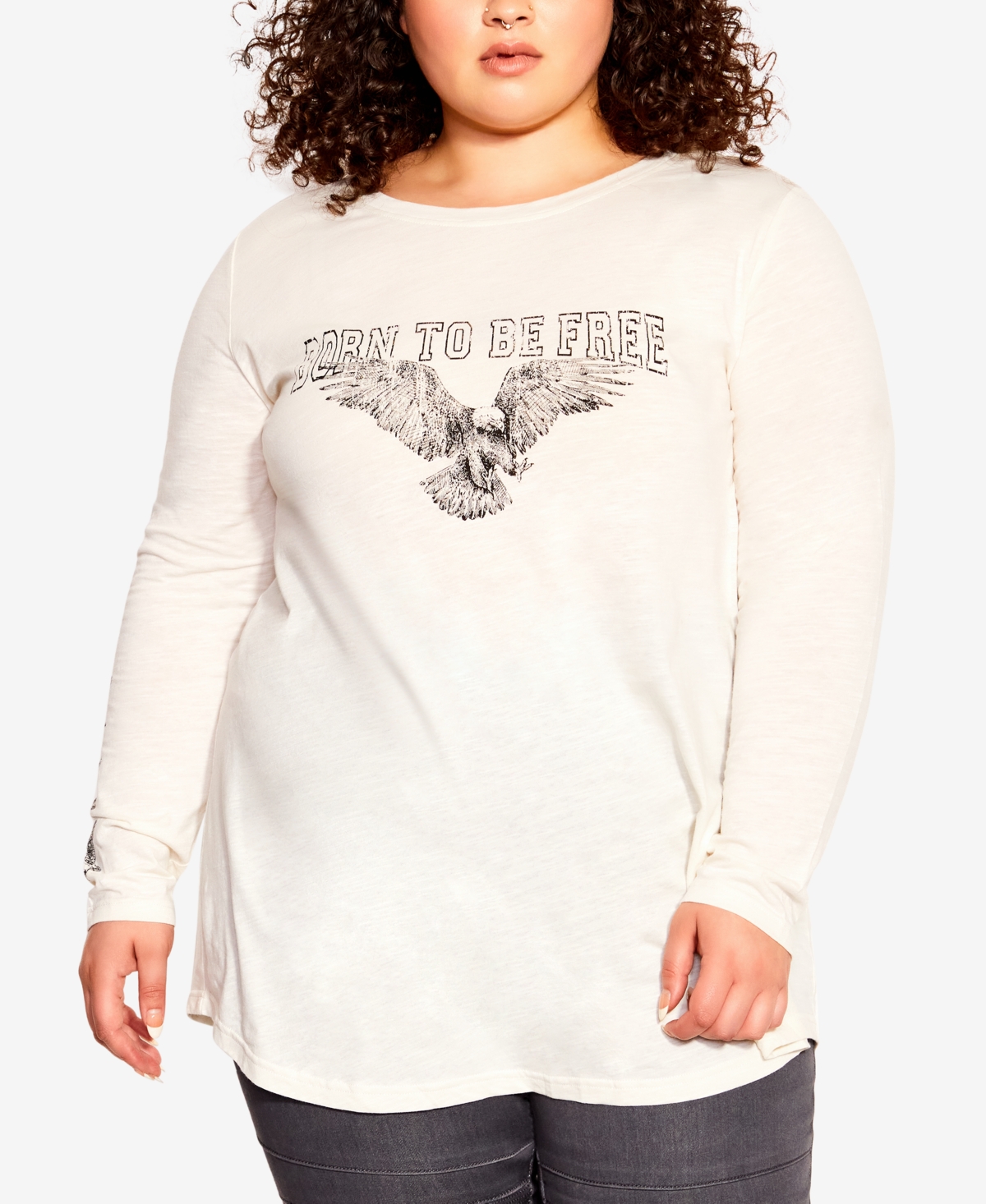 Avenue Plus Size Eleni Slub Top In Eagle ModeSens