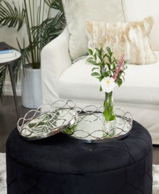 Stainless Steel Mirrored Tray, Set of 2, 18", 14" W