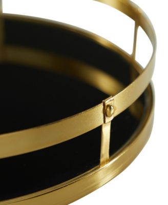 by Cosmopolitan Metal Tray with Black Glass, Set of 2, 14", 16" W