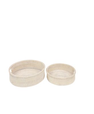 Light Rattan Tray with Slot Handles, Set of 2, 20", 16" W