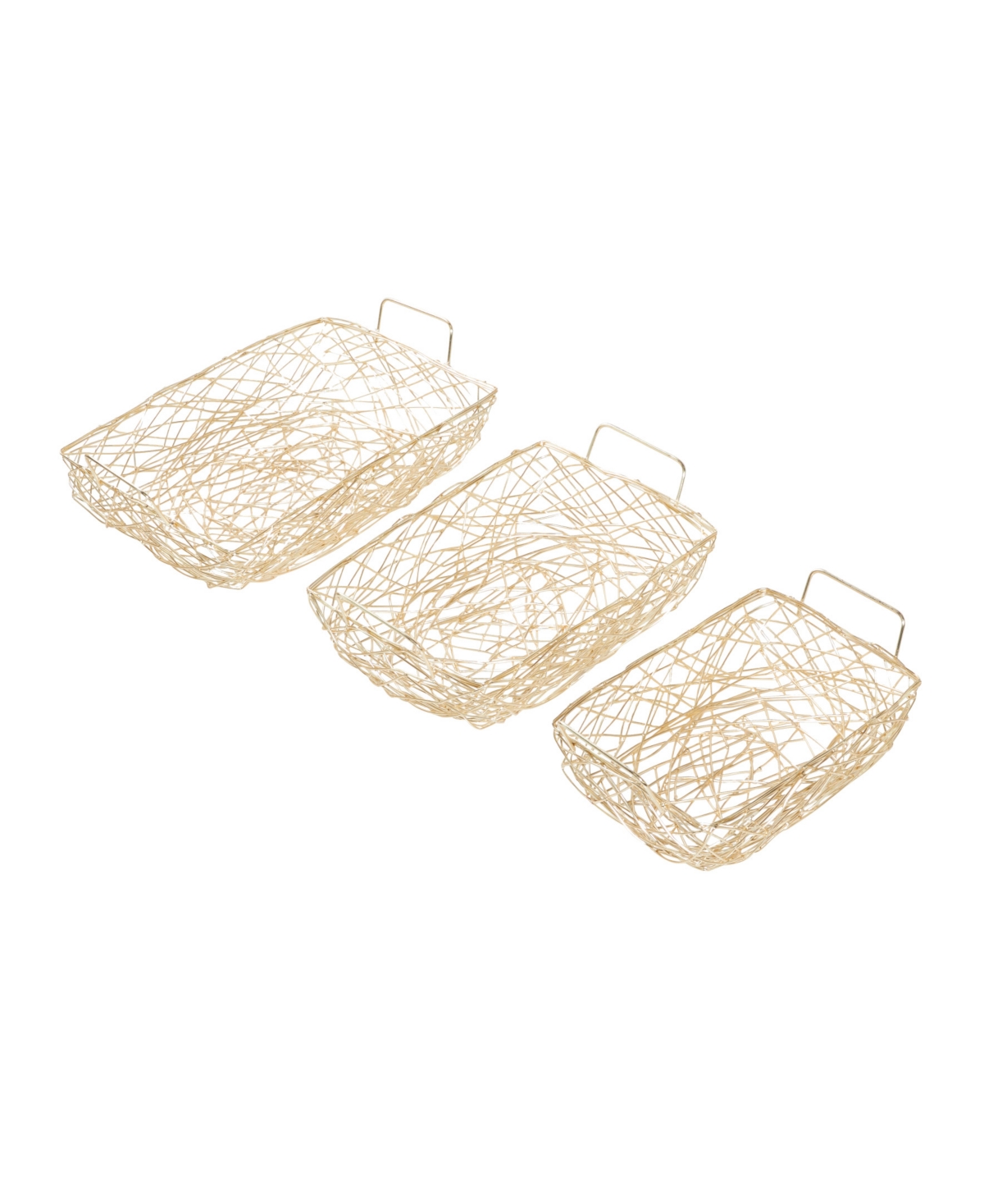 Rosemary Lane Metal Wire Tray, Set Of 3, 15", 16", 18" W In Gold