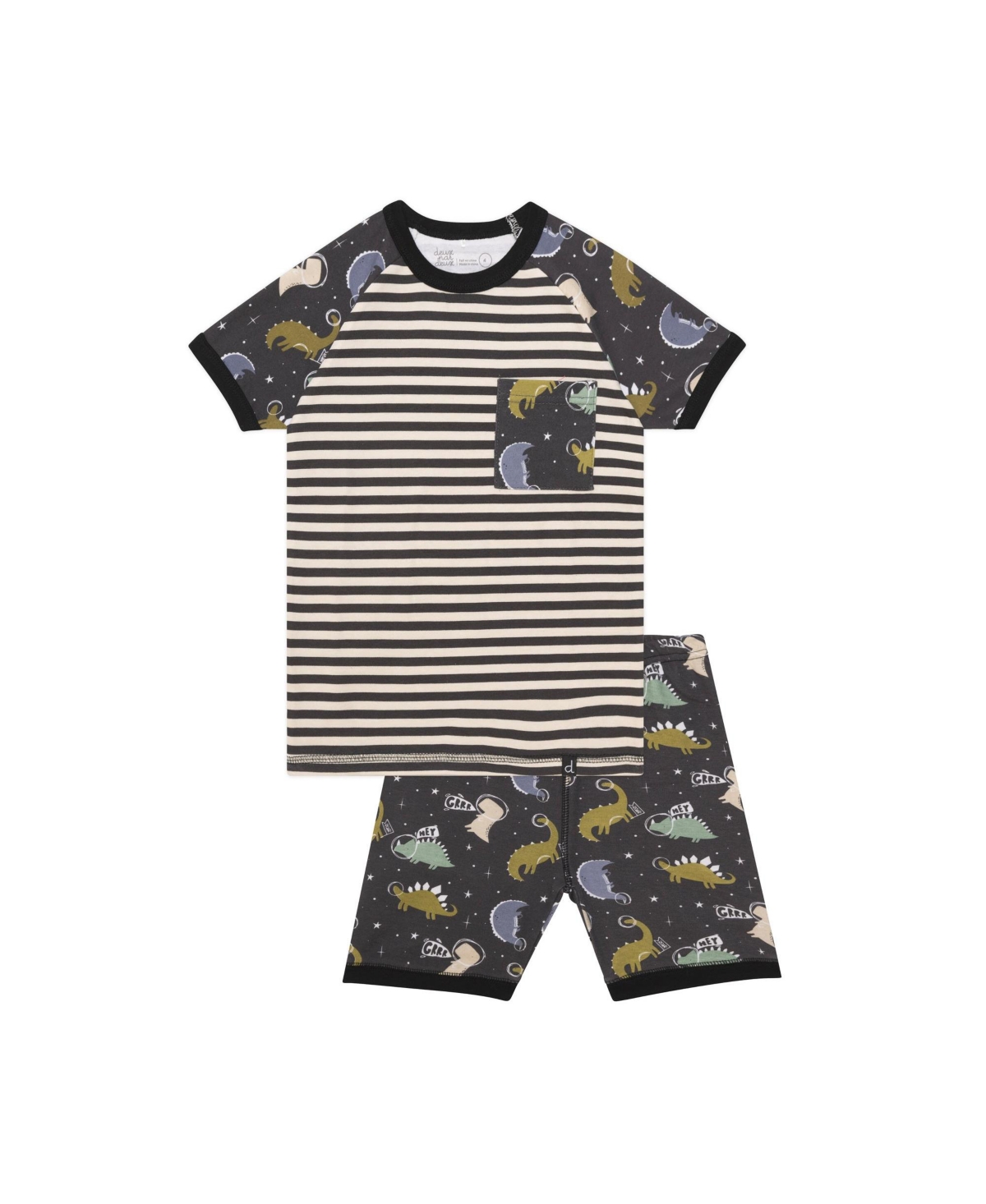 Deux Par Deux Kids' Boy Organic Two Piece Short Pajama Set Black Astro ...