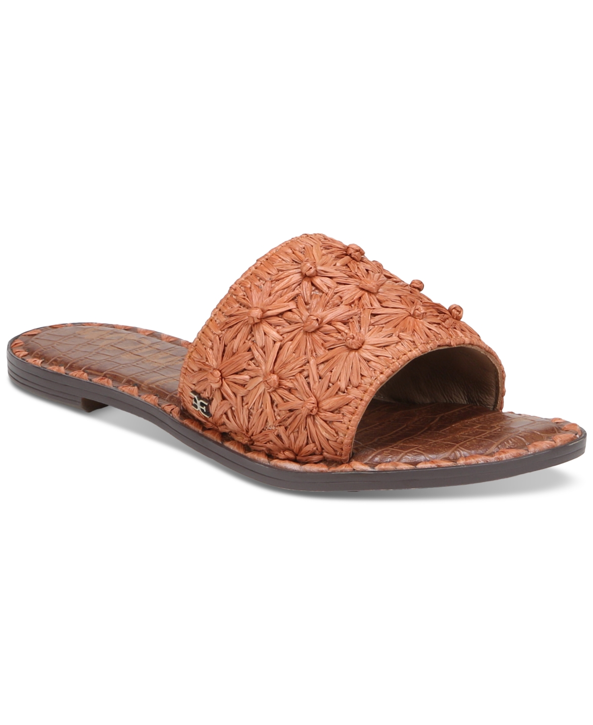 Sam Edelman Raffia Slide Sandal In Dark Rust