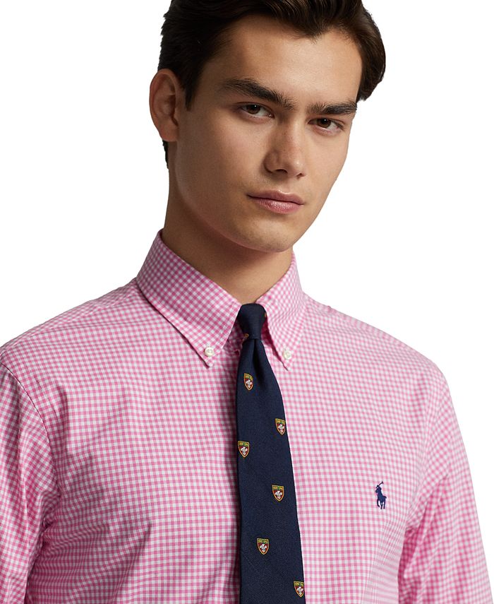Ralph Lauren Classic Fit Gingham Check Short Sleeve Button Down Shirt, Men's Size S cotton pink type Vintage Second Hand