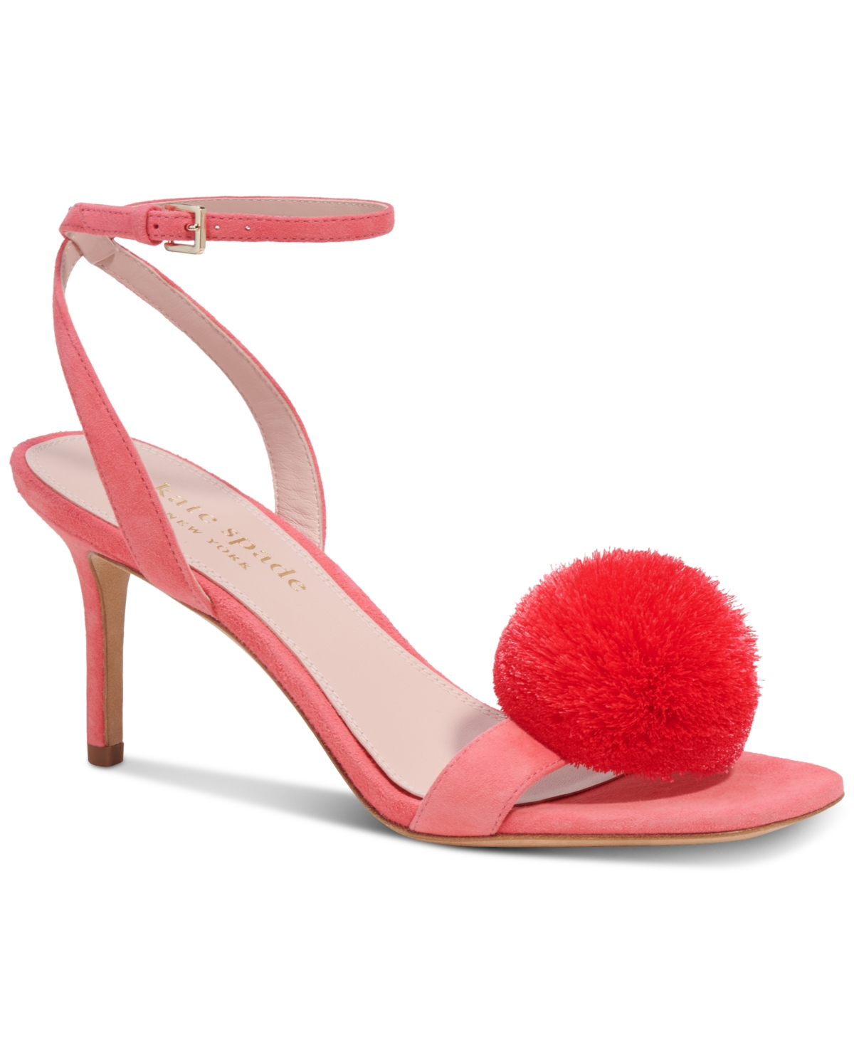 Shop Kate Spade Women's Amour Pom Pom Ankle-strap Dress Sandals In Pink Peppercorn