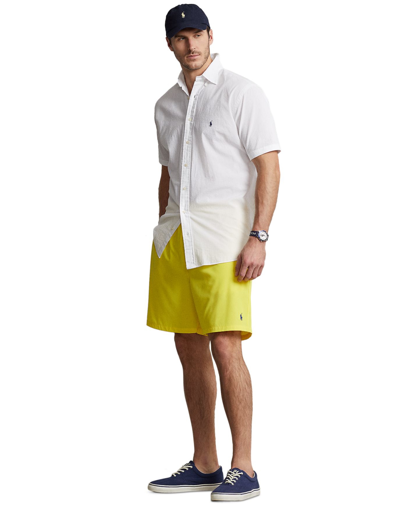 Мужская рубашка Polo Ralph Lauren Big & Tall Seersucker, цвет: Белый — фото 4