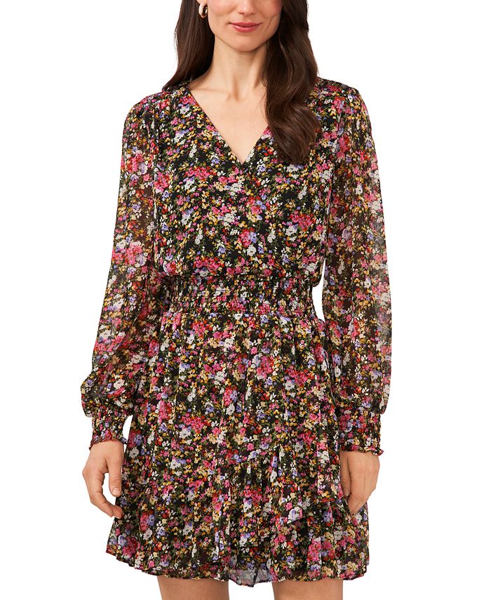 MSK Women's Clip-Dot V-Neck Fit & Flare Dress