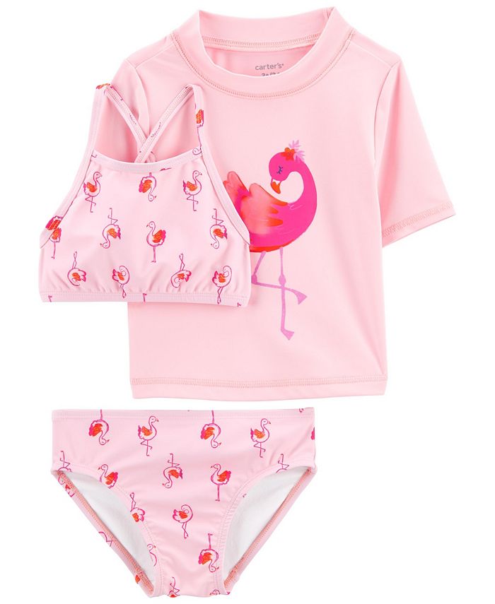 Carter s Toddler Girls Rash Guard Swimsuit UPF 50 3 Piece Set