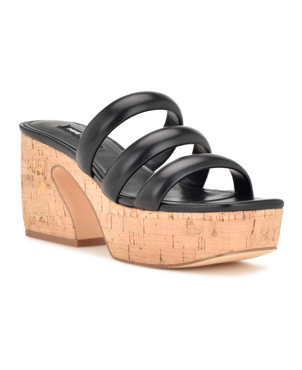 Nine West Women's Danne Square Toe Strappy Wedge Sandals In Black