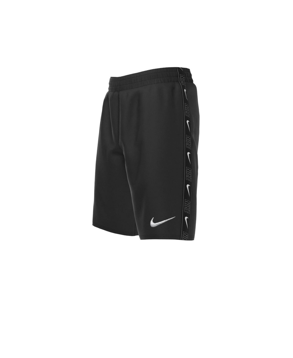 Nike Big Boys Logo Tape Lap 7" Volley Swim Shorts In Black