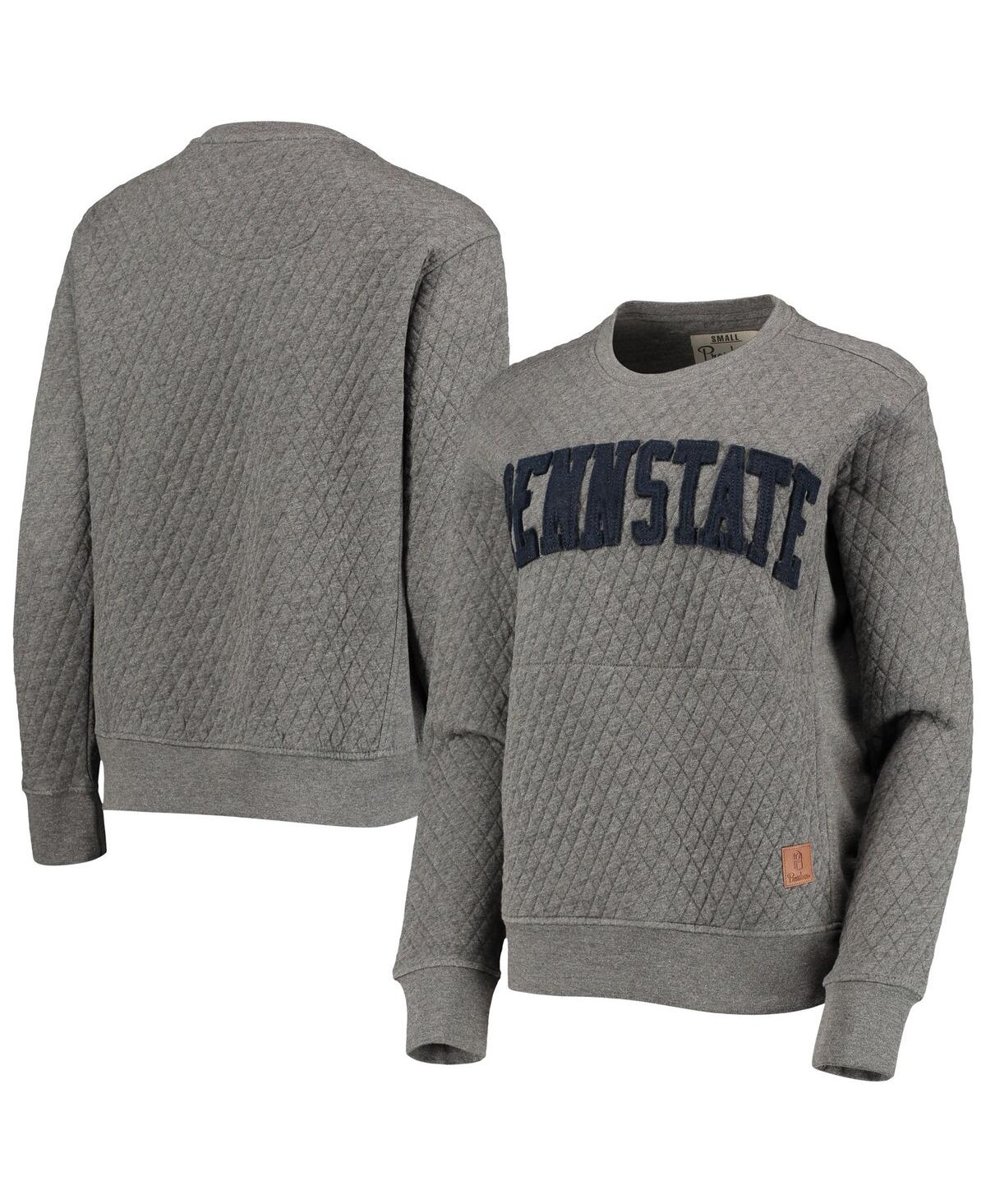 PRESSBOX WOMEN'S PRESSBOX HEATHER CHARCOAL PENN STATE NITTANY LIONS MOOSE QUILTED PULLOVER SWEATSHIRT 