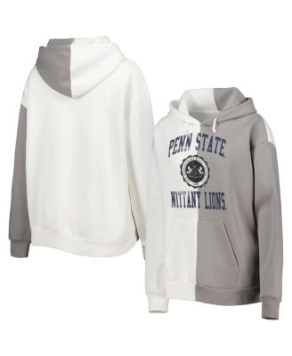 Women's Gray and White Penn State Nittany Lions Split Pullover Hoodie