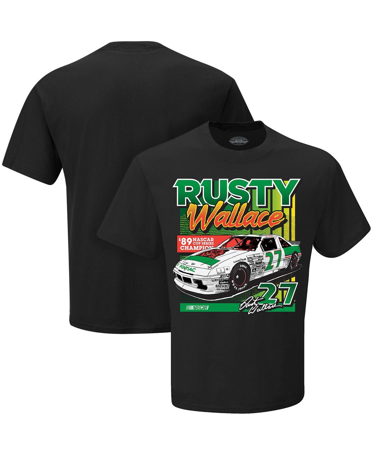 Men's Checkered Flag Sports Black Rusty Wallace '89 Nascar Cup Series Champion T-shirt - Black