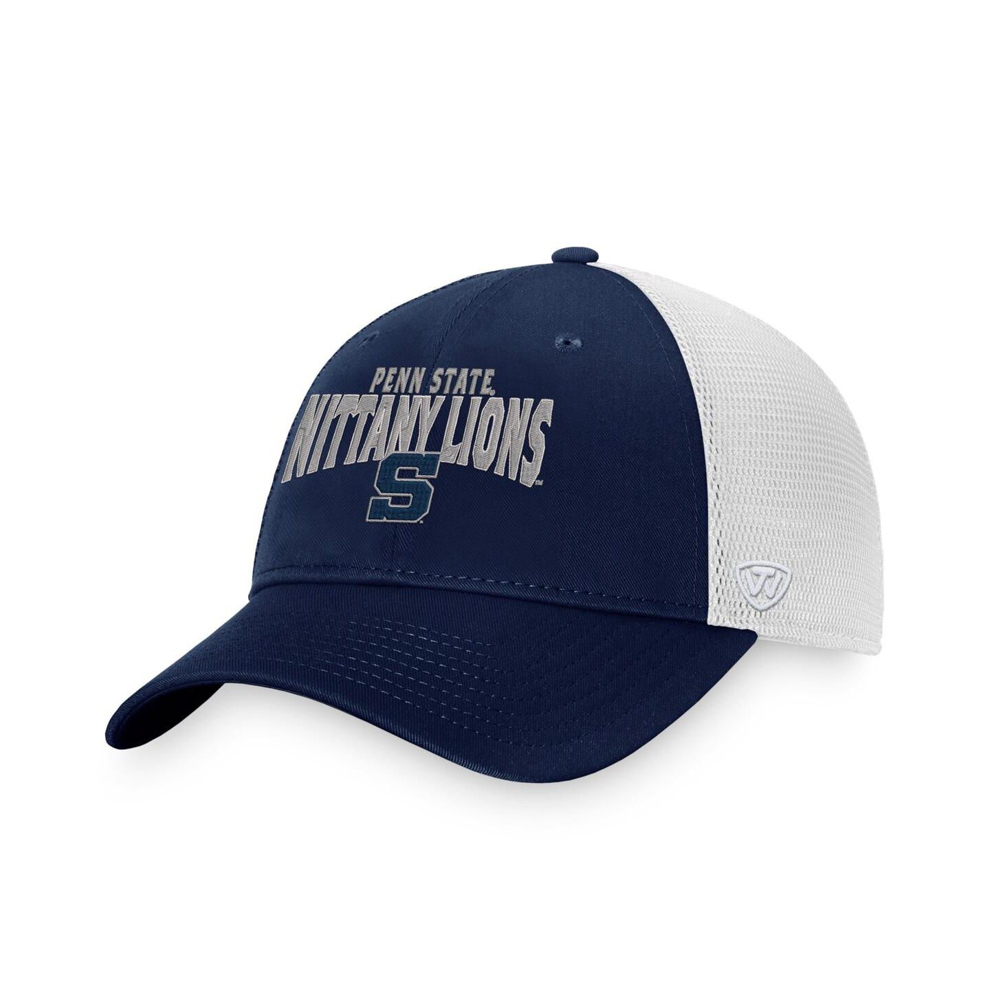 Мужская кепка Top of the World Navy, White Penn State Nittany Lions Breakout Trucker Snapback Hat — фото 1