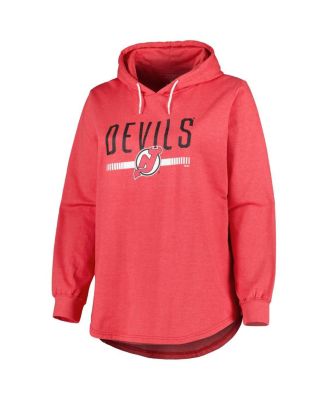Women's Heather Red New Jersey Devils Plus Size Fleece Pullover Hoodie