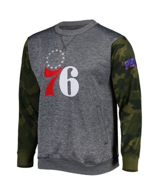 Men's Heather Charcoal Philadelphia 76ers Camo Stitched Sweatshirt