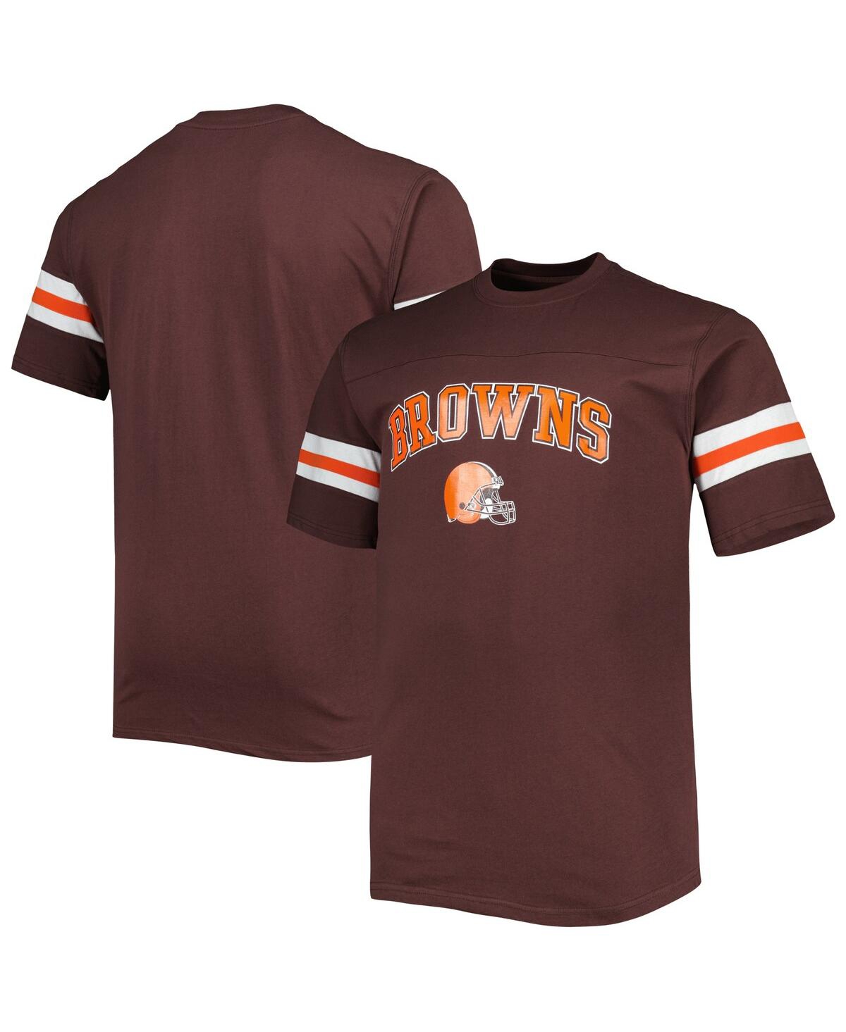 Shop Profile Men's Brown Cleveland Browns Big And Tall Arm Stripe T-shirt