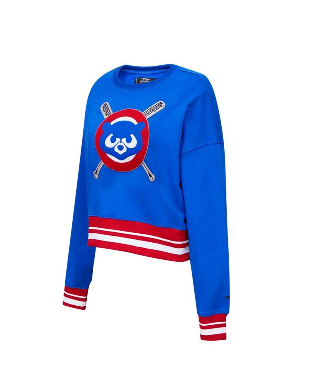 Shop Pro Standard Women's  Royal Chicago Cubs Mash Up Pullover Sweatshirt