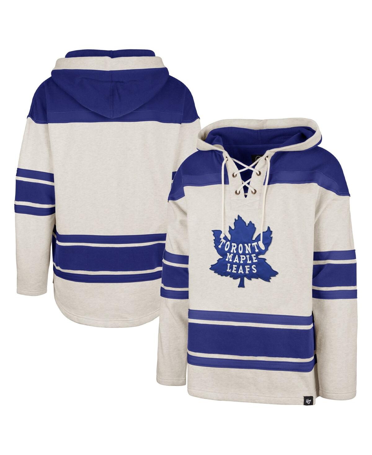Men's '47 BrandToronto Maple Leafs Rockaway Lace-Up Pullover Hoodie - Oatmeal