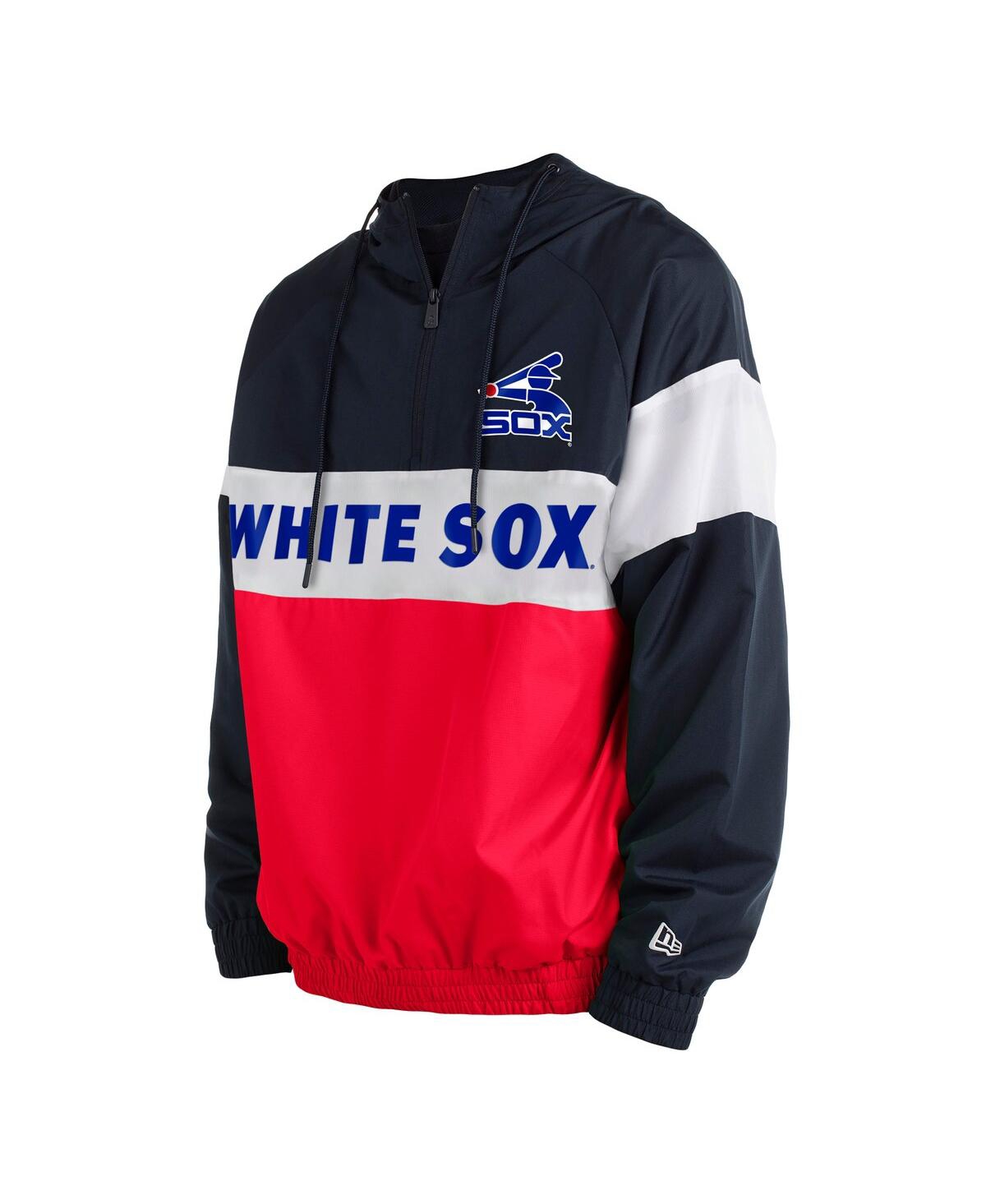 Shop New Era Men's  Red Chicago White Sox Raglan Quarter-zip Hoodie