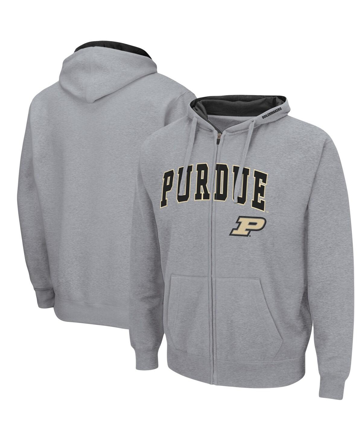 COLOSSEUM MEN'S COLOSSEUM HEATHERED GRAY PURDUE BOILERMAKERS ARCH & LOGO 3.0 FULL-ZIP HOODIE
