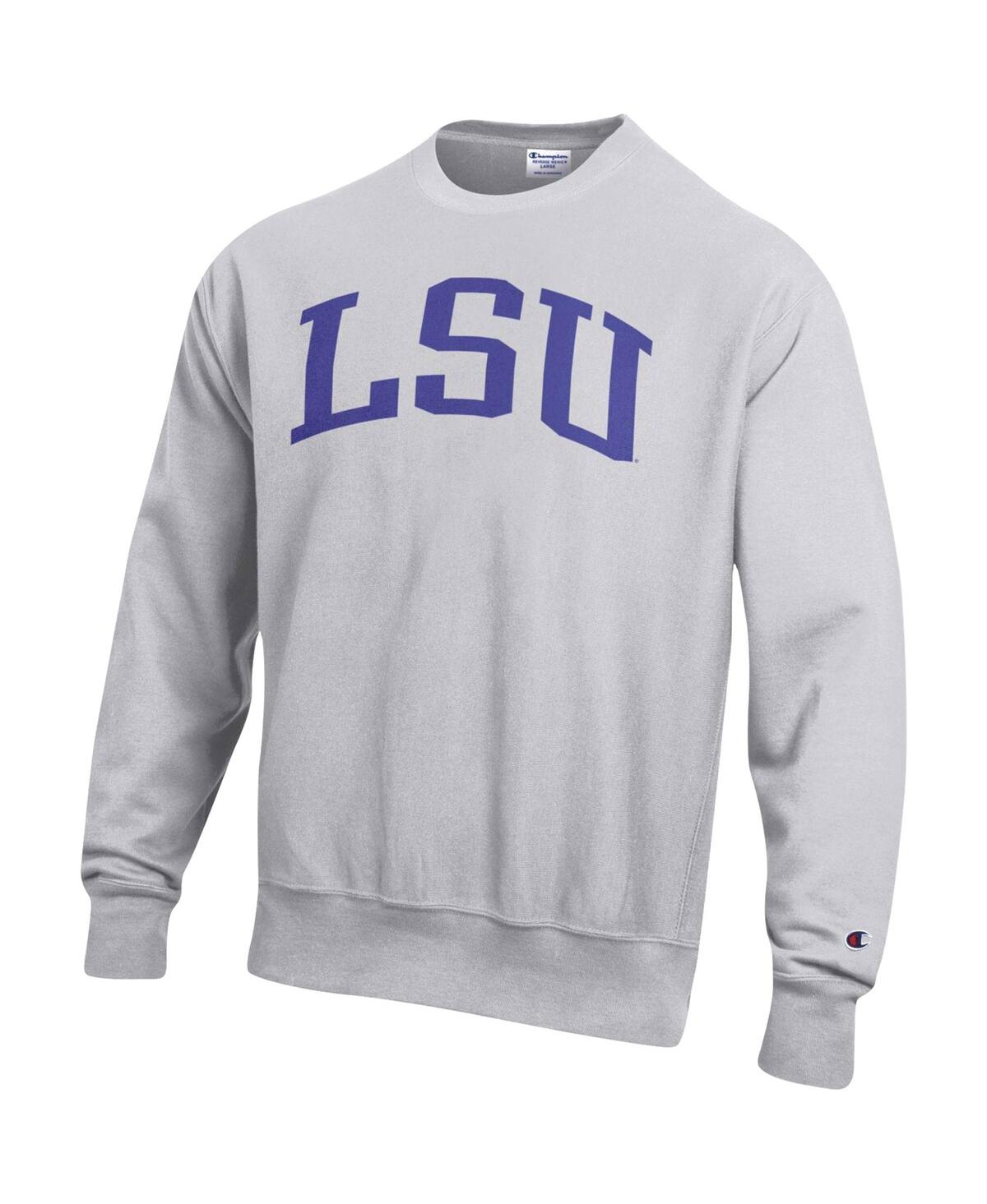 Champion Men's  Heathered Gray Lsu Tigers Big And Tall Reverse Weave Fleece Crewneck Pullover Sweatsh In Heathered Gray