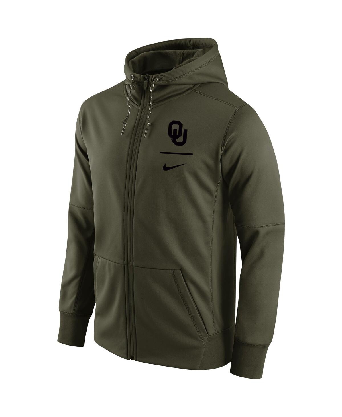 Shop Nike Men's  Olive Oklahoma Sooners Tonal Logo Stack Performance Full-zip Hoodie