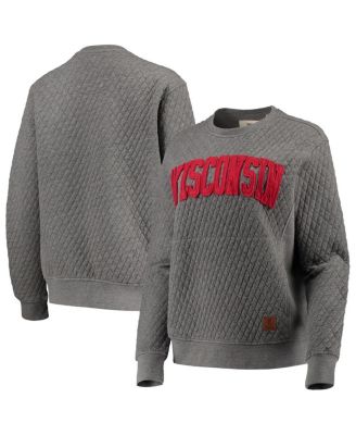 Women's Heather Charcoal Wisconsin Badgers Moose Quilted Pullover Sweatshirt