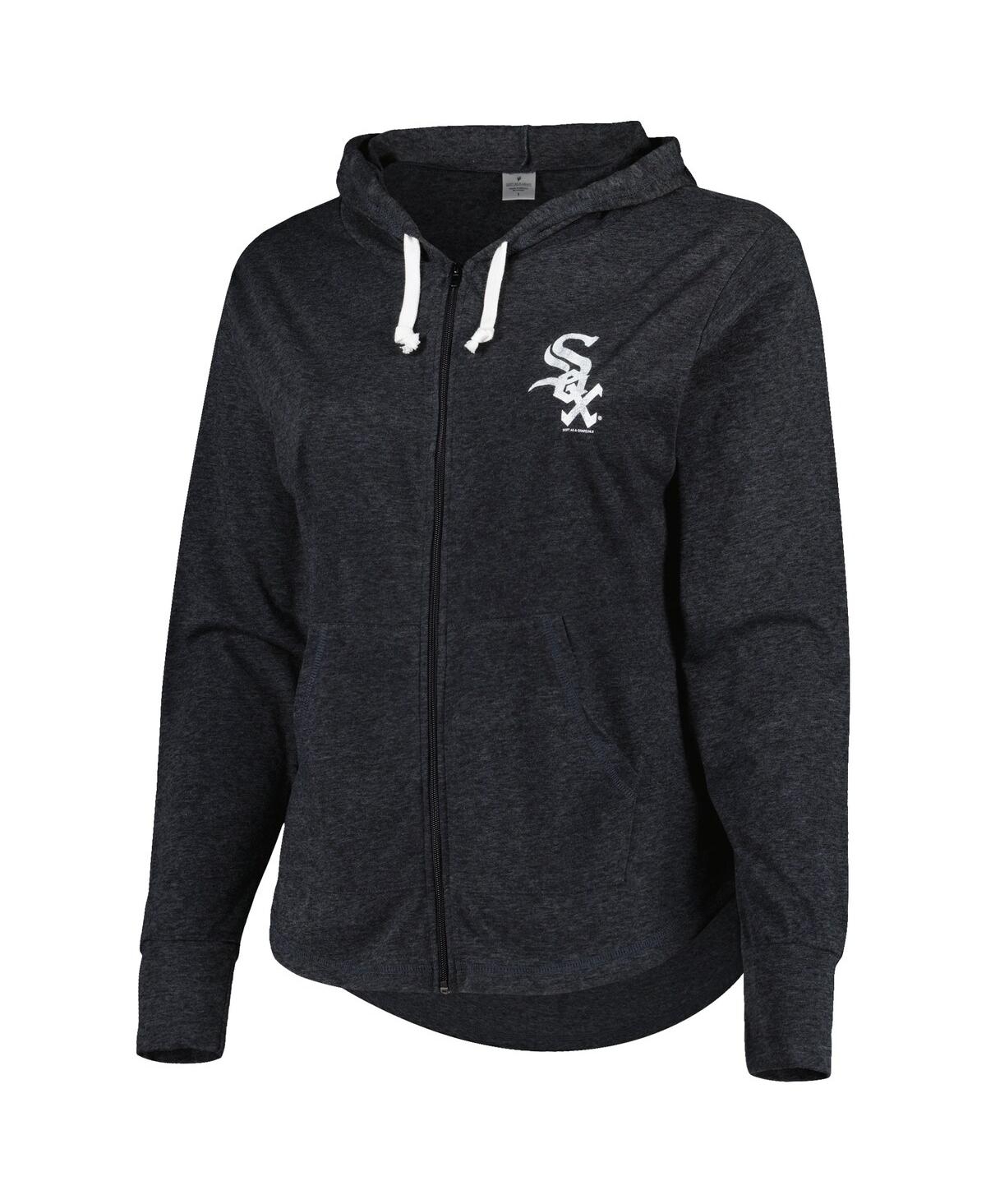Soft As A Grape Black Chicago White Sox Plus Size Full-zip Tri-blend Hoodie In Black