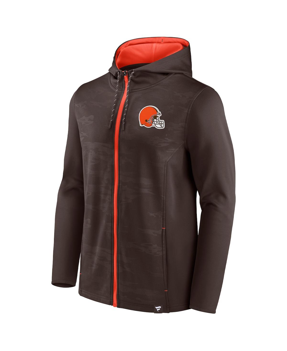Fanatics Men's Brown Cleveland Browns Defender Full-zip Hoodie In Brown,orange