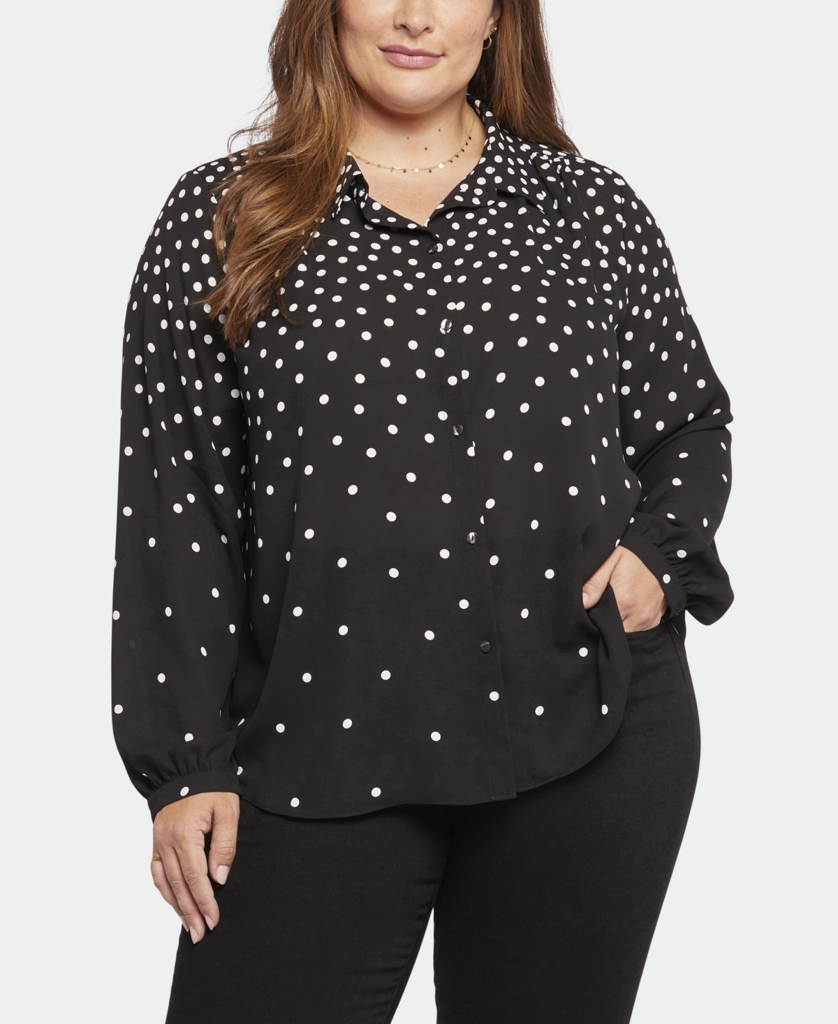 NYDJ PLUS SIZE MODERN COLLARED BLOUSE