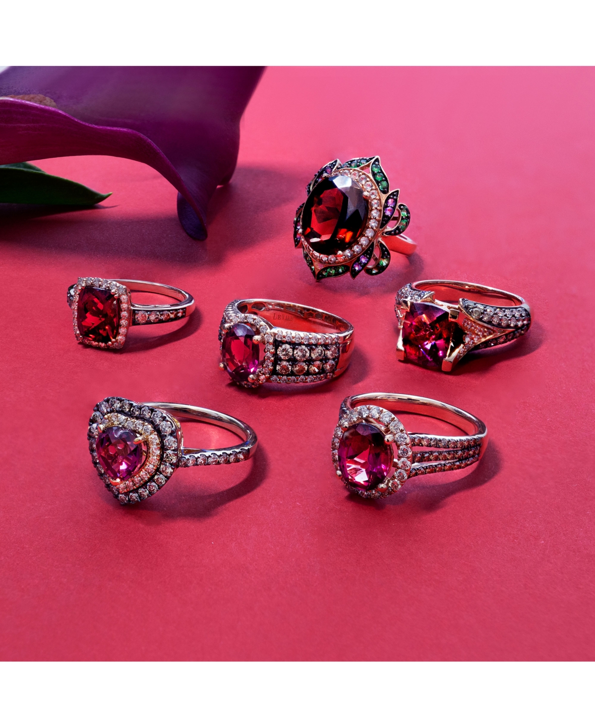 Le Vian Crazy Collection Garnet (7-5/8 ct. t.w.) and Multi-Stone Round Flower Ring in 14k Rose Gold (Also Available in London Blue Topaz)