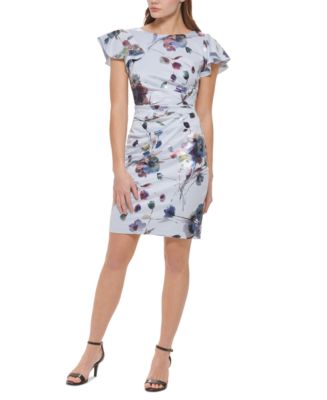 Jessica Howard Petite Flutter-Sleeve Side-Pleated Dress - Macy's
