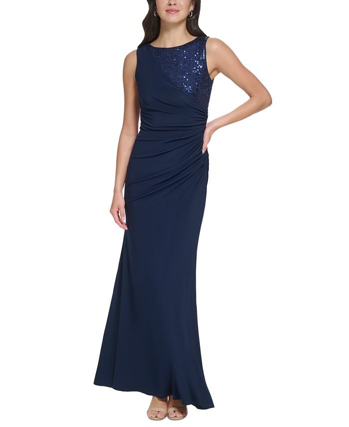 Jessica howard sequined ruched sheath dress 2025