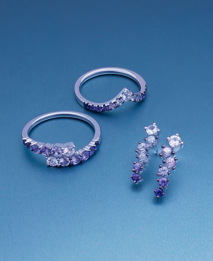 Le Vian - Denim Ombr&eacute; (5/8 ct. t.w.) & White Sapphire (1/5 ct. t.w.) Stud Earrings in 14k White Gold