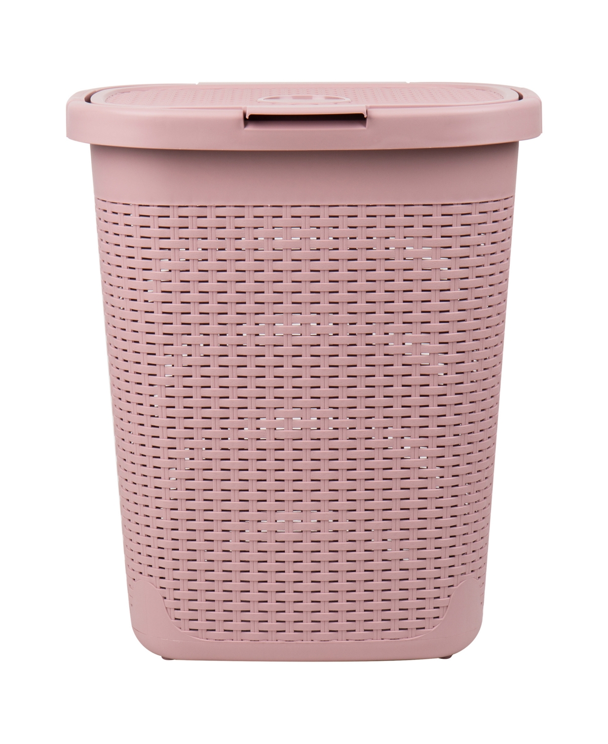 Shop Mind Reader Basket Collection Slim Laundry Hamper, Cut Out Handles, Attached Hinged Lid, Ventilated, Set Of 2 In Pink