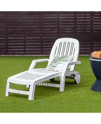 Patio Lounge Chair Chaise Adjustable Recliner Weather Resistant Wheels