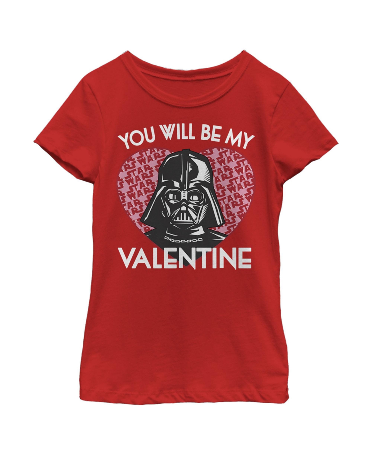 Disney Lucasfilm Kids' Girl's Star Wars Valentine Darth Vader Invitation Child T-shirt In Red