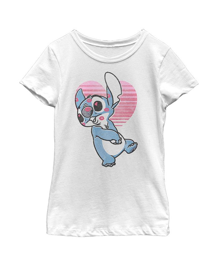 Disney Girl's Lilo & Stitch Valentine's Day Kissy Face Child T-Shirt ...