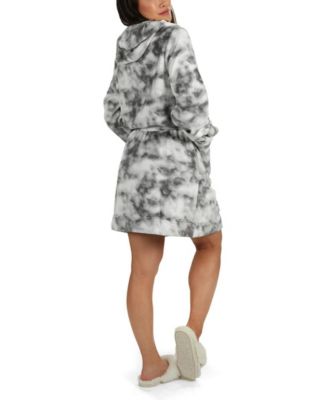 Women's Marble Luxe Fleece Plush Pom Pom Robe